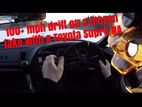 100 mph drift on the frozen lake with a Toyota Supra NA!